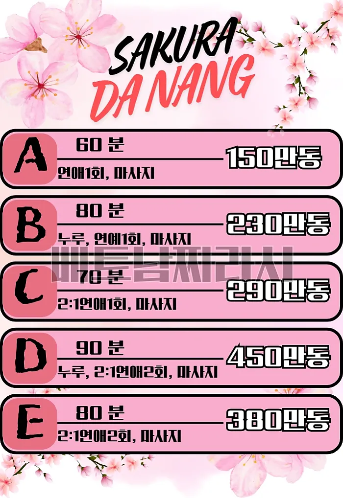 다낭 불건마 로컬 사쿠라 마사지 가격부터 코스 시스템 그리고 후기까지